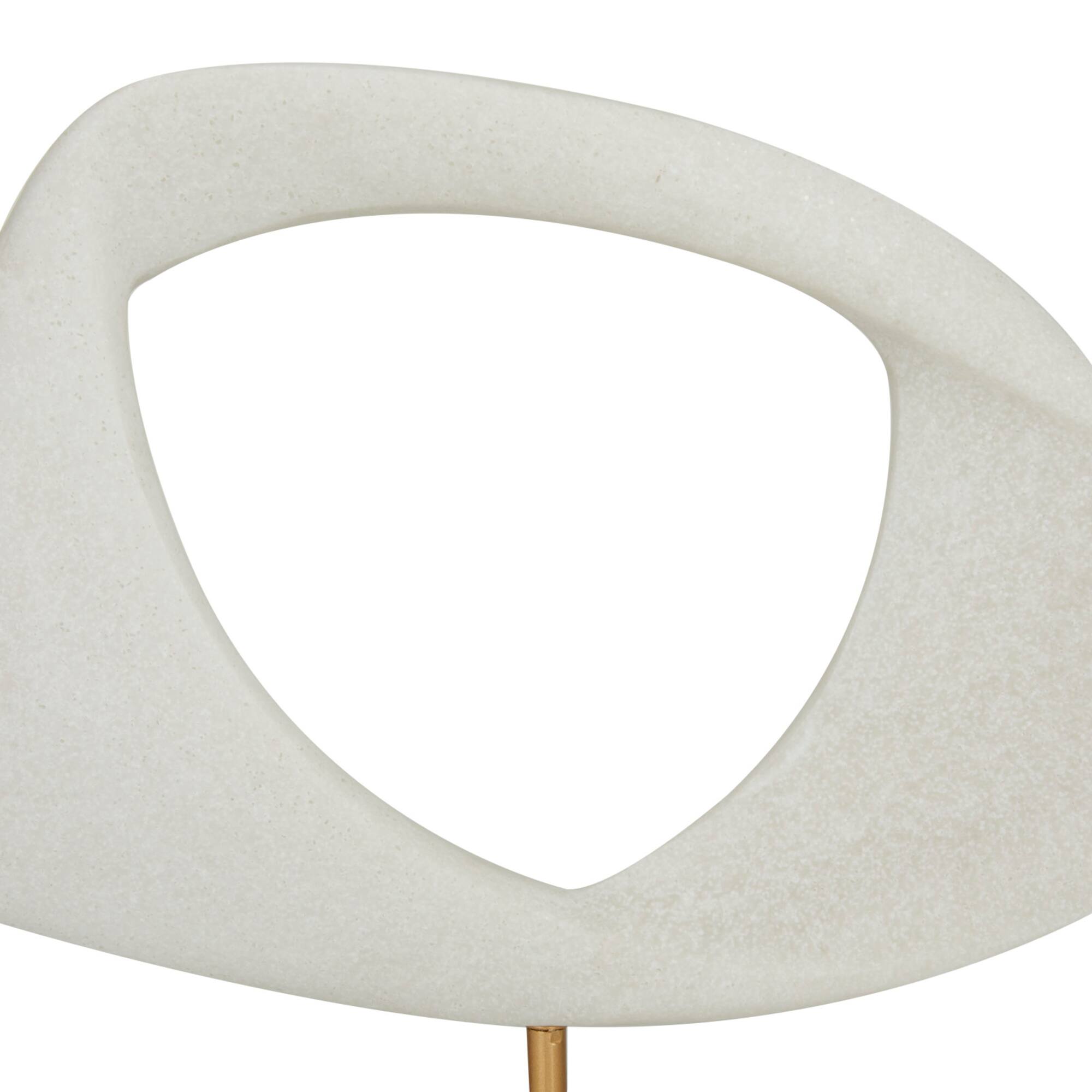 13" White Cut-Out Abstract Sculpture with Marble Stand